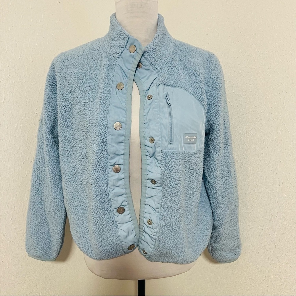 Abercrombie Kids Girls Light Blue Size 13/14 Sherpa Jacket Casual Warm School
